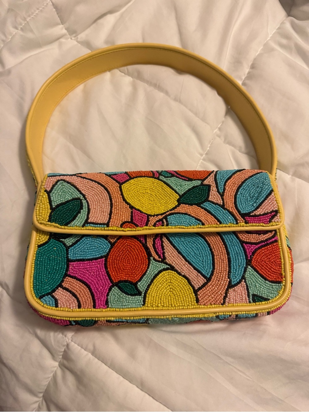 Colorful Beaded Shoulder Bag in Yellow